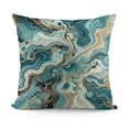 thumbnail image 1 of Teal Marble Throw Pillow Covers , Gold Crack Pillow Covers, Abstract Metallic Texture Cushion Covers, Luxury Shinny Boho Hippie Fluid Reversible Decorative Pillow Covers, 1 of 5