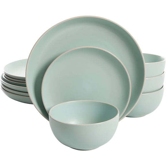 Teal Matte Stoneware Dinnerware Set Service for 4 (12 Pieces)