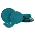 thumbnail image 1 of Teal Melamine 12 pc Dinnerware Set, 1 of 5
