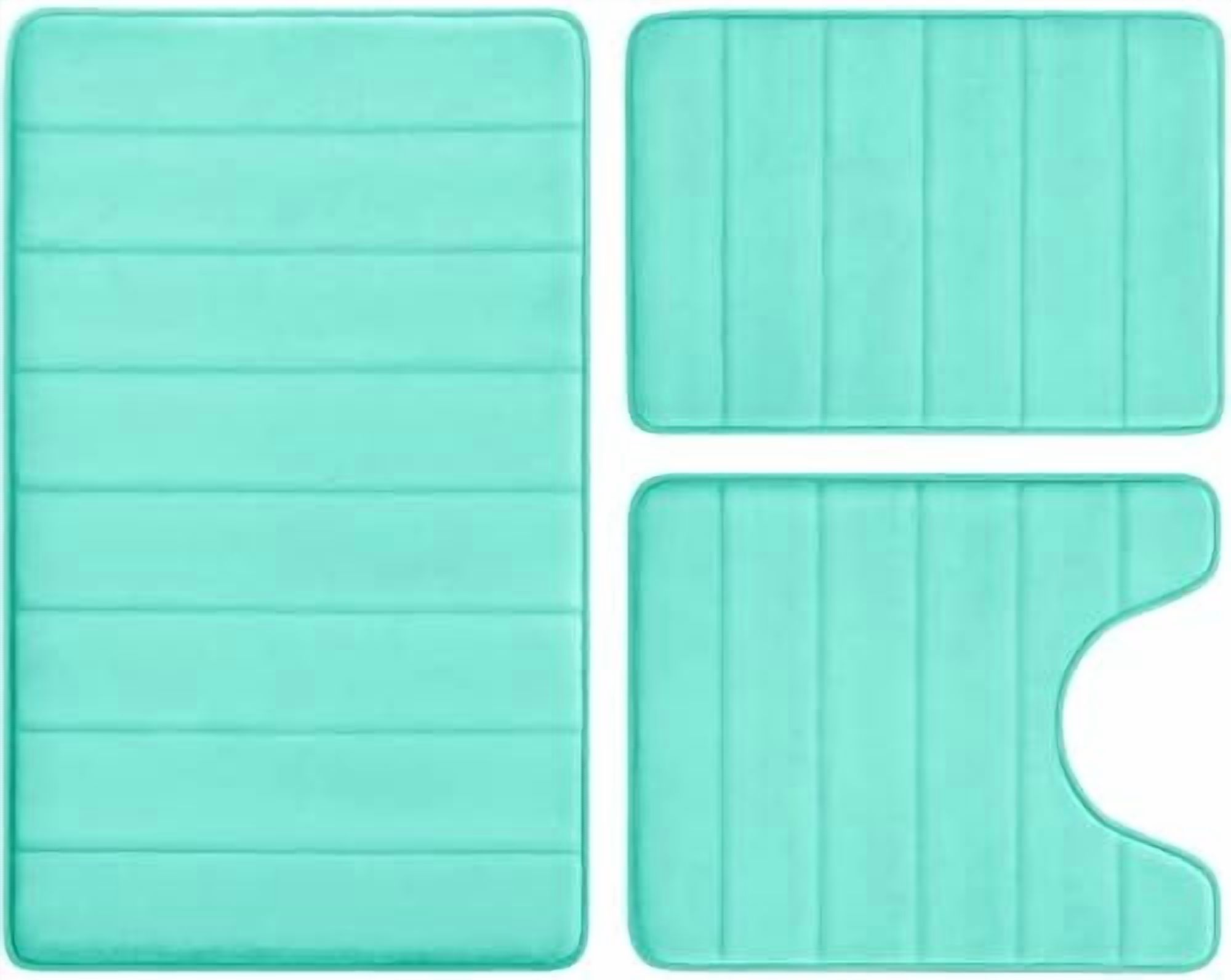 Teal Memory Teal Memory Foam Bathroom Rug Set 3 Piece, Non Slip Extra Soft ...