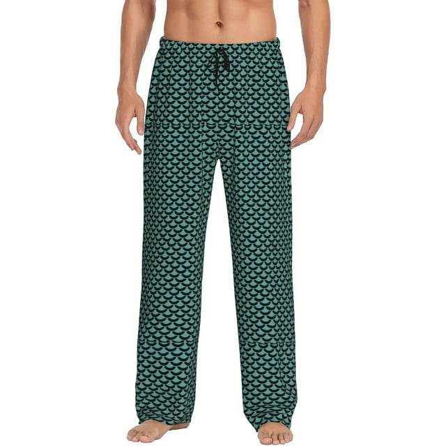 Teal Mermaid Scales Men'S Pajama Pants,Soft Lounge Pajama Pants
