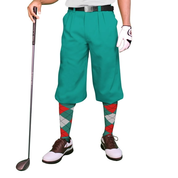 Teal Microfiber Golf Knickers ( Plus Fours) for Men - 30"