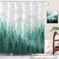 thumbnail image 1 of Teal Misty Forest Shower Curtain Ombre Nature Tree Plants Shower Curtains Fabric Waterproof Mountain Shower Curtain Sets for Bathroom Bath Decor with 12 Hooks (Teal1, 72'''' × 72''''), 1 of 6