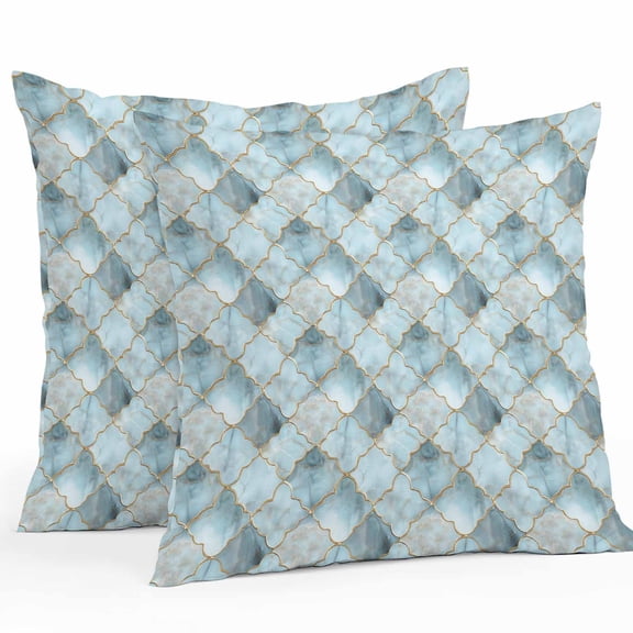 Teal Morocco Outdoor Pillow Covers Pack of 2 Modern Abstract Art Contemporary Geometric Waterproof Throw Pillow Covers Decorative Cushion Cases for Patio Garden Tent Balcony Couch 20x20 inch