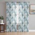 thumbnail image 1 of Teal Morocco Semi Sheer Curtains 96 Inch Length 2 Panels Set, Modern Abstract Art Contemporary Geometric Sheer Kitchen Curtain Privacy Voile Window Curtain for Living Room Bedroom Rod Pocket Drapes, 1 of 7