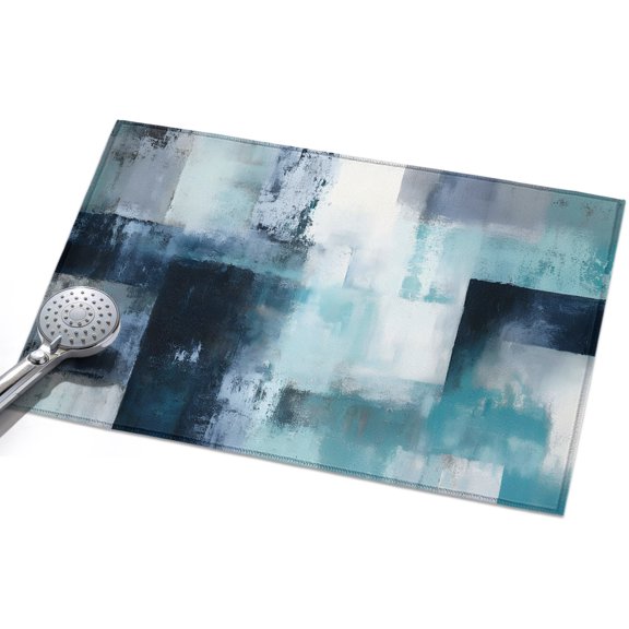 Teal Mottled Area Rug, Abstract Teal Mottled Texture Non-Slip Felt Rubber Backing Rectangle Indoor Carpet Washable Rugs for Living Room Bedroom 2x3ft
