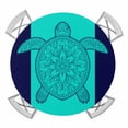 thumbnail image 1 of Teal Navy Blue Sea Turtle Round Fitted Tablecloth with Elastic Edge, Waterproof Table Cloth Table Cover for 36"-44" Tables, Summer Beach Coastal Modern Art Tablecloths for Dining Picnic Outdoor, 1 of 9