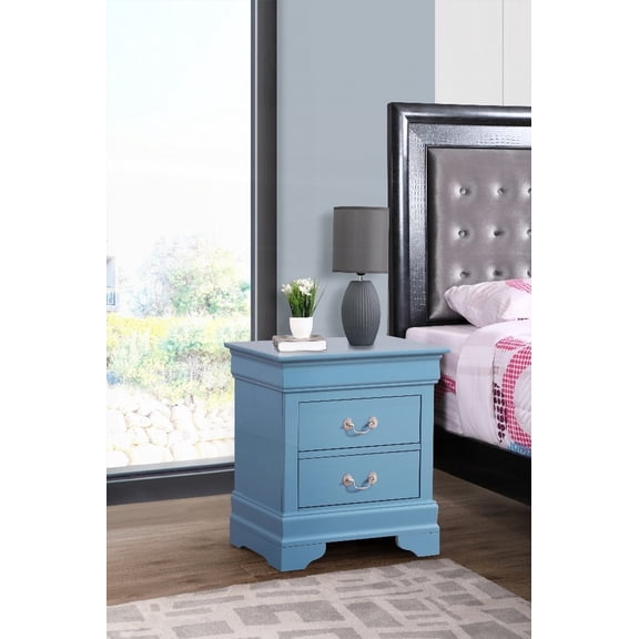 Teal Nightstand for Bedroom, 24"H x 22"W x 16"D, No Assembly, Adds Charm
