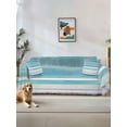 thumbnail image 1 of Teal Nordic Style Stripes Couch Cover for Dogs, Turquoise Texture Washable Sofa Covers Slipcover for Pets Dogs Futon Cover, Couch Recliner Covers, Oversized Chair Slipcover 71"x91", 1 of 9