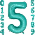 Teal Number 5 Balloons 40 Inch Large Turquoise Blue Foil Balloons for