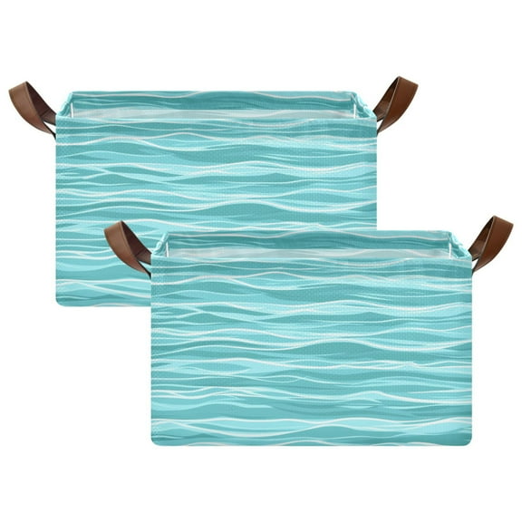 Teal Ocean 16.9x11.4x10in Foldable Open Home Storage Bins Durable Water Resistant Shelf Baskets