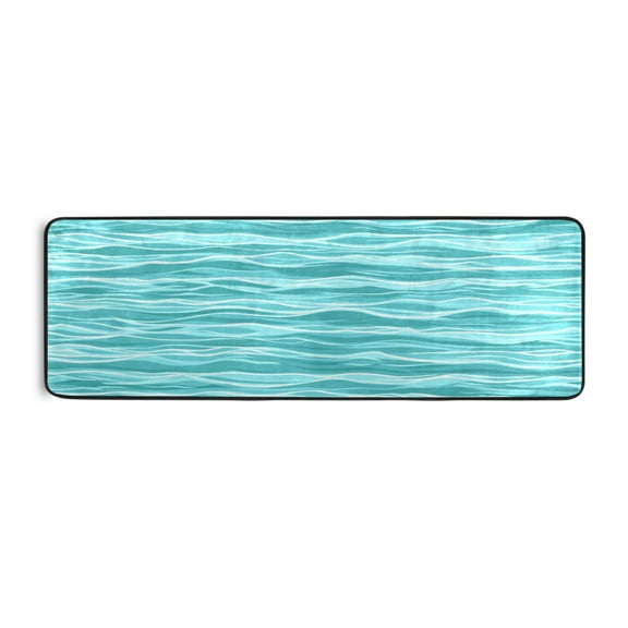 Teal Ocean 72x24" Runner Rug, Non-Slip Memory Foam Cushion, Anti-Crease for Hallways and Bedrooms
