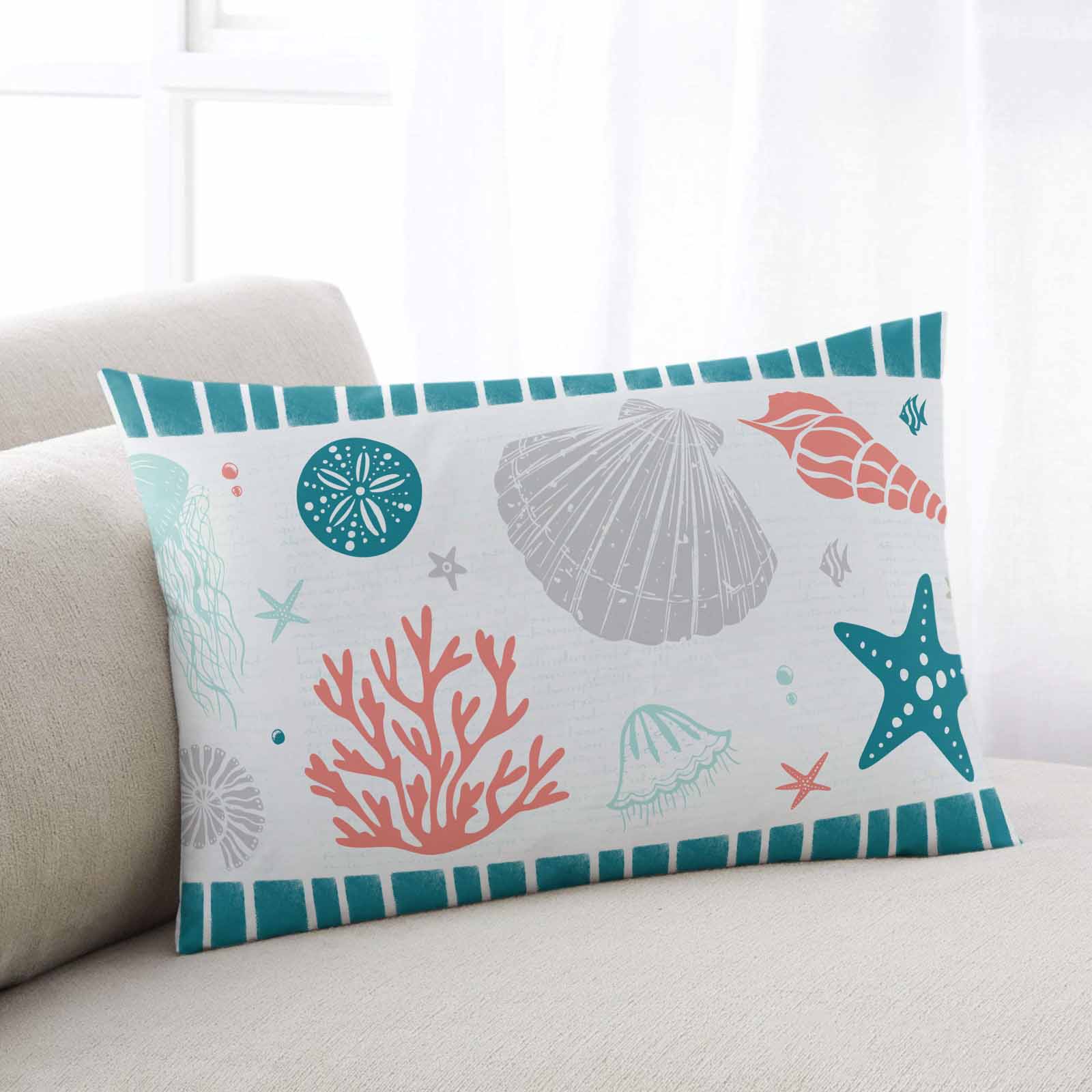 Teal Ocean Coastal Rectangle Decorative Throw Pillow Cover,Pillow Case