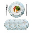 thumbnail image 1 of Teal Ocean Coastal Round 13 Inch Placemats Set of 4, Summer Beach Nautical Coral Starfish HeatResistant Non Slip Place Mats for Dining Table, Wipeable Braided Kitchen Table Mats for Housewarming, 1 of 9