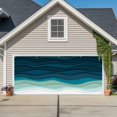 thumbnail image 1 of Teal Ocean Garage Door Cover Banner 6 x 13 FT, Coastal Sea Moire Waves Abstract Ombre Art Garage Door Curtains Backdrop with Grommets for Indoor Outdoor Wall Party Porch Yard Decorations Background, 1 of 9