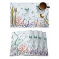 thumbnail image 1 of Teal Ocean Placemats Set of 4 Jellyfish Coral Seagrass Marine Life Coastal Heat Insulation Washable Place Mats, Rustic Non-Slip Table Mats for Dining Table Party Kitchen Decor,13x19 Inch, 1 of 4