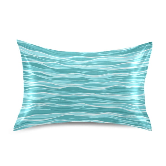Teal Ocean Standard Size Satin Pillowcase 20''x26'' Double-Sided Print Soft Wrinkle Resistant