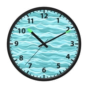 Teal Ocean Wall Clock 12 Inch Voice Activated Night Light Silent Non Ticking