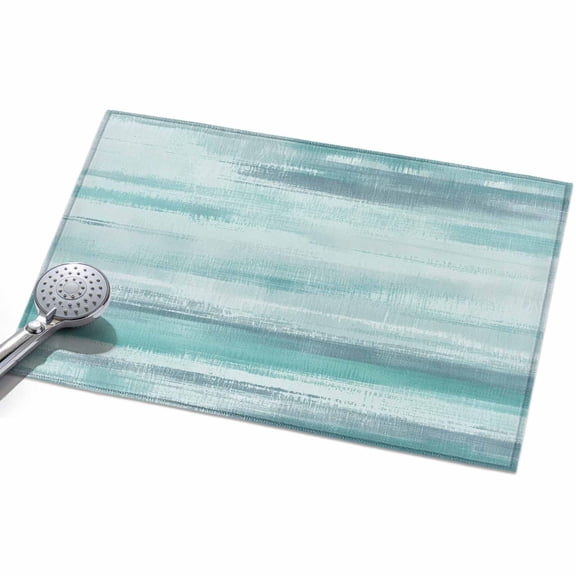 Teal Ocean Waves Area Rugs 2x3ft Modern Abstract Minimalist Nautical Gradient Green Beach Floor Rug Non Slip Low Pile Ultra Soft Throw Carpet for Entryway Indoor Entrance Kitchen Bathroom