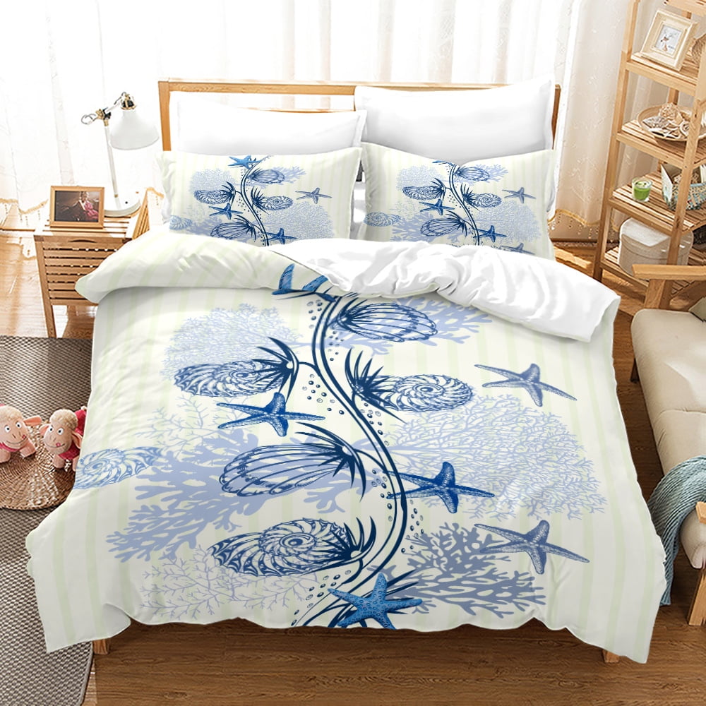Teal Ocean Whale Comforter Cover Jellyfish Killer Whale Bedding Sets