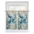 thumbnail image 1 of Teal Octopus Coastal Bathroom Window Curtain, Vintage Summer Beach Nautical Light Filtering Coffee Kitchen Curtains, Bedroom Living Room Curtains 2 Panel 84"x45", 1 of 6