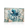 thumbnail image 1 of Teal Octopus Coastal Wall Art for Living Room,Canvas Picture Wall Decor for Bathroom Bedroom,Summer Beach Nautical Starfish Retro Painting Artwork for Office Kitchen Hallway Dining Room Decor 12"x16", 1 of 8