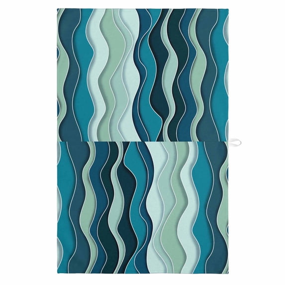 Teal Ombre 1 Pack Kitchen Towel, Water Absorbent Dish Towel, Abstract Art Moire Ocean Waves Decorative Hand Towels - Quick Drying Cloth for Cooking Baking, 18x28 Inch