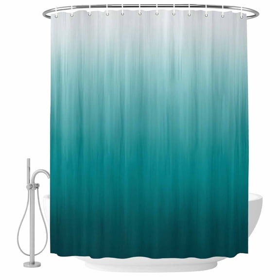 Teal Ombre Bathroom Shower Curtains with Hooks, Contemporary Gradient Abstract Waterproof Fabric Washable Shower Curtain for Home Hotel Bathtub Decor 60x72 Inch