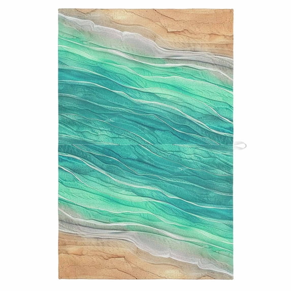 Teal Ombre Coastal 1 Pack Kitchen Towel, Water Absorbent Dish Towel, Summer Nautical Beach Ocean Seaside Decorative Hand Towels - Quick Drying Cloth for Cooking Baking, 18x28 Inch