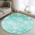 thumbnail image 1 of Teal Ombre Coastal 3ft Area Rug, Nautical Beach Starfish Coral Summer Washable Non-Slip Small Round Rugs for Entryway Bedroom Kitchen, Soft Circle Carpet for Dining Room, Playroom Nursery Rug, 1 of 9