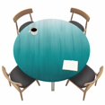thumbnail image 1 of Teal Ombre Fitted Tablecloth with Elastic Edged, Round Table Cloth for Dining Table, Contemporary Gradient Abstract Art Waterproof Oil Proof Table Cover for Indoor Outdoor 55"-60", 1 of 8