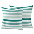 thumbnail image 1 of Teal Ombre Grey Striped Outdoor Waterproof Pillow Covers, Farmhouse Stripe Modern Decorative Square Throw Pillowcase Sofa Cushion Sham for Patio/Couch/Chair, 18"x18" 2 Pack, 1 of 8