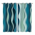 thumbnail image 1 of Teal Ombre Kitchen Curtains 84 Inch Length, Abstract Art Moire Ocean Waves Grommet Top Bedroom Living Room Curtains, Light Filtering Cafe Curtain Drapes 2 Panels Set 104''x84'', 1 of 9