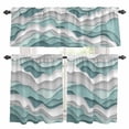 thumbnail image 1 of Teal Ombre Kitchen Curtains Sets for Windows 36 Inch Length, Modern Geometric Moire Abstract Art Rod Pocket Window Treatments Tier Curtains and Valances Set for Bedroom/Bathroom, 1 of 8