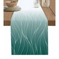 thumbnail image 1 of Teal Ombre Lines Burlap-Cotton Table Runner 72 Inches Long,Simple White Green Gradient Stripes Farmhouse Table Runners,Outdoor Dining Tablecloths Decor for Baby Shower Party Wedding 14x72, 1 of 9