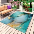 thumbnail image 1 of Teal Ombre Outdoor Rug for Patio/Deck/Porch, Non-Slip Large Area Rug 5 x 7 Ft, Modern Ink Painted Marble Abstract Indoor Outdoor Rugs Washable Area Rugs, Reversible Camping Rug Carpet Runner, 1 of 8