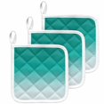 thumbnail image 1 of Teal Ombre Pot Holders for Kitchen Heatproof Potholder, 3 Pack Turquoise White Gradient Modern Abstract Art Hot Pads Multipurpose Oven Pads Cloth Potholders Trivet for Cooking Baking, 1 of 8