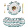 thumbnail image 1 of Teal Ombre Round 13 Inch Placemats Set of 6, Modern Geometric Moire Abstract Art HeatResistant Non Slip Place Mats for Dining Table, Wipeable Braided Kitchen Table Mats for Housewarming, 1 of 9