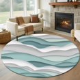 thumbnail image 1 of Teal Ombre Round Area Rug 5 FT, Non Slip Bedroom Rugs, Modern Geometric Moire Abstract Art Washable Soft Circular Carpet Non-Shedding Floor Mat for Kitchen Dining Room Foyer Balcony Dorm, 1 of 8