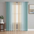 thumbnail image 1 of Teal Ombre Sheer Curtains 108 Inch Length 2 Panels for Living Room, Modern Yellow Gradient Farmhouse Art Voile Kitchen Curtain Set, Luxury Privacy Drapes Window Treatment for Bedroom, 1 of 7