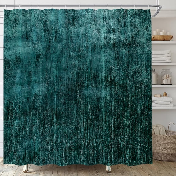 Teal Ombre Shower Curtain, Elegant Abstract Modern Gothic Dark Retro Gradient Bathroom Decor 60"W x 72"H
