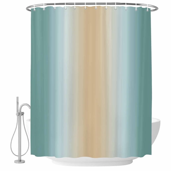 Teal Ombre Shower Curtain, Waterproof Shower Curtains for Bathroom, Modern Yellow Gradient Farmhouse Art Washable Fabric Bathtub Curtain Set Bath Decor with 12 Hooks 48"x72"
