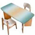 thumbnail image 1 of Teal Ombre Table Cloths for 6 Foot Rectangle Tables, Modern Yellow Gradient Farmhouse Art Patio Waterproof Elastic Fitted Tablecloths, Washable Rectangular Table Cover for Camping, 1 of 8