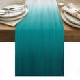 thumbnail image 1 of Teal Ombre Table Runner - 48 Inch Long, Kitchen Dining Table Runner Dresser Scarves, Contemporary Gradient Abstract Art Farmhouse Decor for Coffee Tables Wedding Party Banquet, 1 of 8