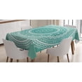 thumbnail image 1 of Teal Ombre Tablecloth, Mandala Pattern Boho Style Floral Dots and Stripes with Petals Indian Print, Rectangular Table Cover for Dining Room Kitchen, 60 X 84 Inches, Teal and White, by Ambesonne, 1 of 4