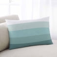 thumbnail image 1 of Teal Ombre Throw Pillow Cover, Pillowcase Protectors with Zipper, Breathable Decorative Lumbar Pillow Case Cover, Modern Abstract Art Farmhouse Striped Pillow Shams for Couch Sofa 16x24Inch, 1 of 8