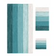 thumbnail image 1 of Teal Ombre Towel Set of 3, Soft Microfiber Bath Towels, Hand Towel, Washcloths, Farmhouse Vintage Wooden Striped Quick-Dry Absorbent Towels for Bathroom Kitchen Hotel Beach Gym Spa, 1 of 7