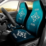Teal Ombre With Tribal Ethnic Design Car Seat CO\\overs SetUniversal Front Seat Protective Cover
