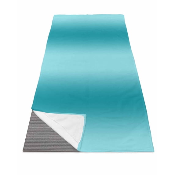 Teal Ombre Yoga Towel for Hot Yoga Non Slip, Modern Abstract Art Farmhouse Gradient Yoga Mat Towel Absorbent Yoga Sweat Towels Microfiber Hot Yoga Blanket for Bikram Pilates 26"x74"