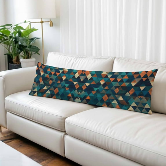Teal Orange Abstract Art Long Body Pillow Cover 20x60 Inch, Geometric Modern Art Decorative Pillowcase with Zipper, Microfiber Pillow Protector, Soft Breathable Long Pillowcases for Women
